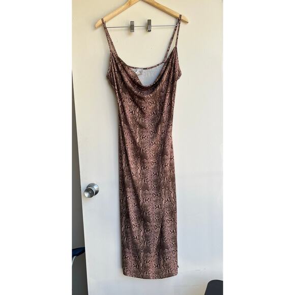 ASOS DESIGN cowl front midi slip stretch dress in snake print Y2K $40 Size12 - Picture 6 of 16
